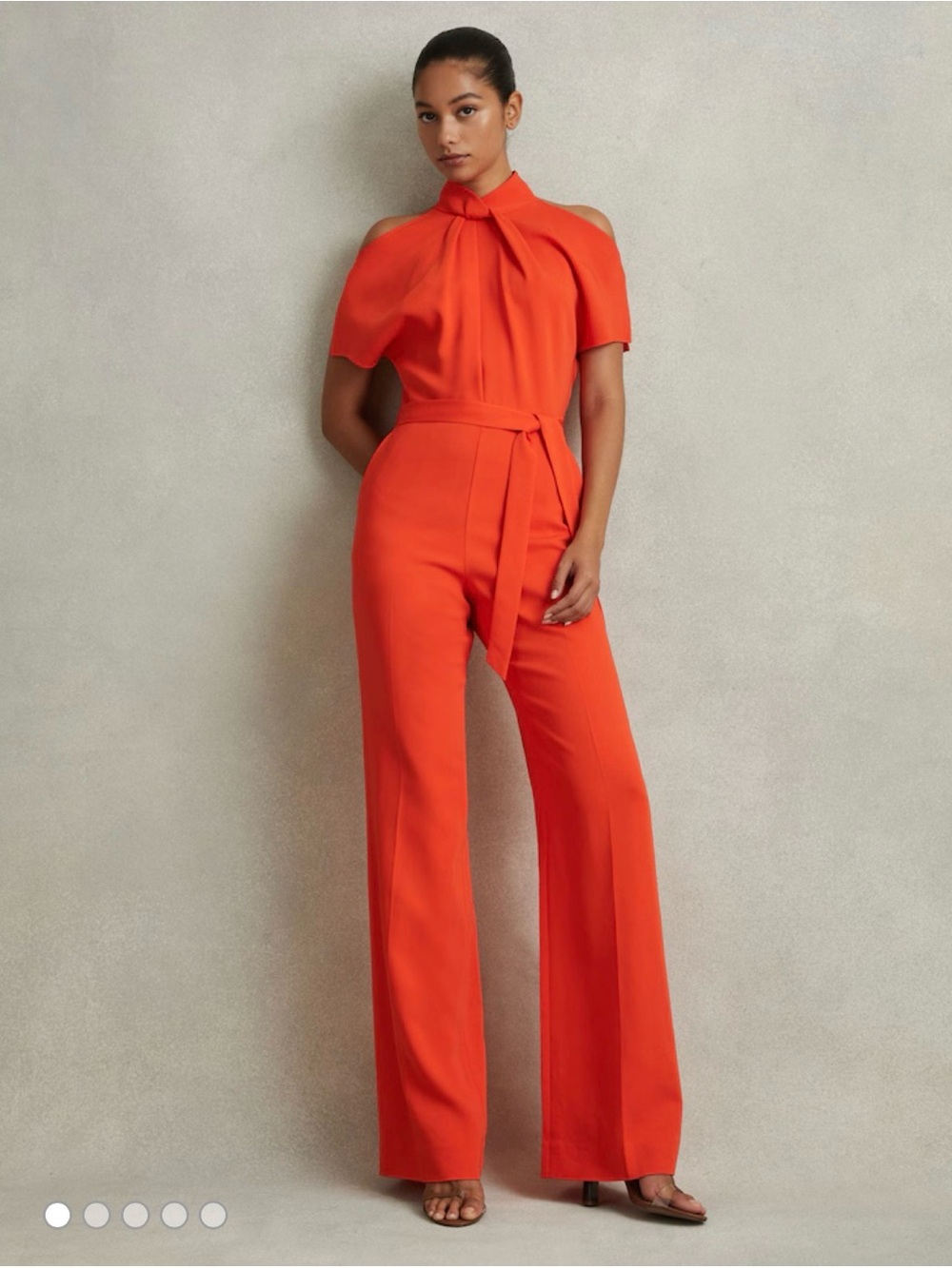 Reiss Orange High-Neck cold shoulder Belted Jumpsuit